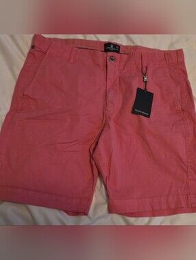 Psycho Bunny Men’s Coral Pink Flat Front Cotton Shorts 36 NWT